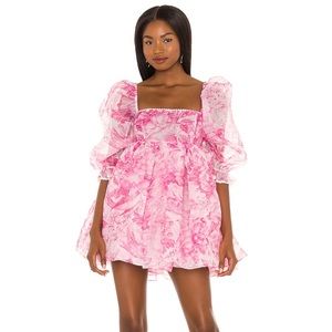 Selkie Lace Puff Dress in Babydoll Toile